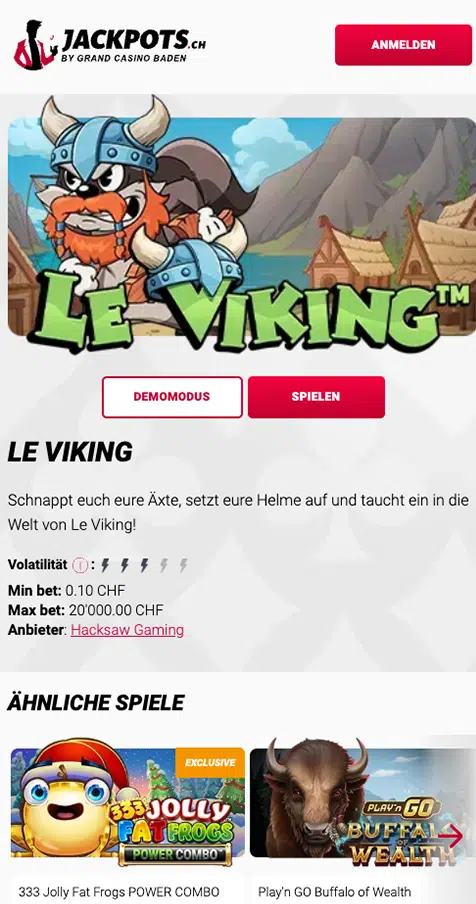 Jackpots.ch Casino Screenshot - Beste Online Casinos Schweiz
